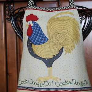 Vintage CockaDoodleDo! Rooster Apron, Handmade from Panel Fabric