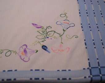 Vintage Square Embroidered Linen Tablecloth