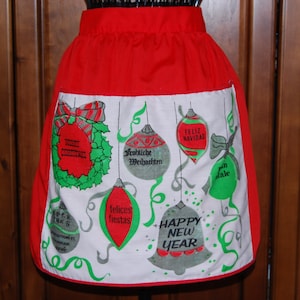 Vintage Handmade Christmas Half Apron