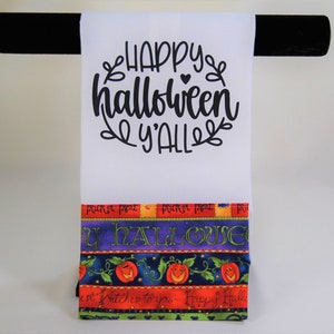 Torchon d&#39;Halloween fait main, Joyeux Halloween à tous