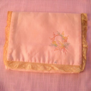 Vintage Coral Pink Satin Handkerchief Case