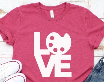 Art Teacher Love Valentine Heart T-Shirt, Art Lover Valentine's Day, Artist Valentine Shirt, Elementary Teacher Cute Heart Valentine Tee