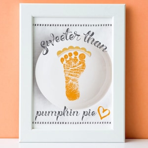 Pumpkin Pie Footprint Craft, Printable Thanksgiving Handprint Art Activity, DIY Fall Footprint Art, Baby Keepsake, Fall Day Care Activity