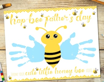 Fathers Day Handprint Art, Father's Day Printable Card, Gift from Kids to Dad, Bee Handprint Art Activity, Daycare Preschool Printable Craft