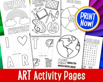 Arts and Crafts Printable Activity, Coloring Activity Pages for Homeschool, Pre-School, Kindergarten, Elementary School, DIGITAL DOWNLOAD