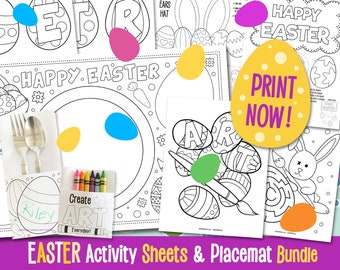 EASTER Printable Placemat Set and Activity Pages Bundle | Activity Placemat | Digital Download Kids Activity Page INSTANT DOWNLOAD