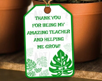 Teacher Appreciation Gift Tags Teacher Appreciation Week Favor Tags Plant Thank You Printable Tag End of School Year Gift Printable Download