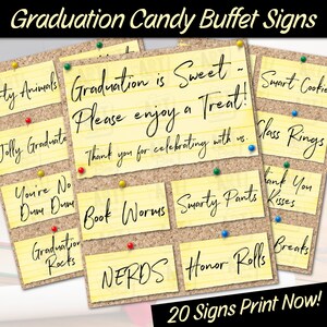 Candy Buffet Labels for Graduation Party Candy Bar PRINTABLE Signs Candy Buffet Party Decor  Grad Party Candy Buffet Signs, Digital DOWNLOAD