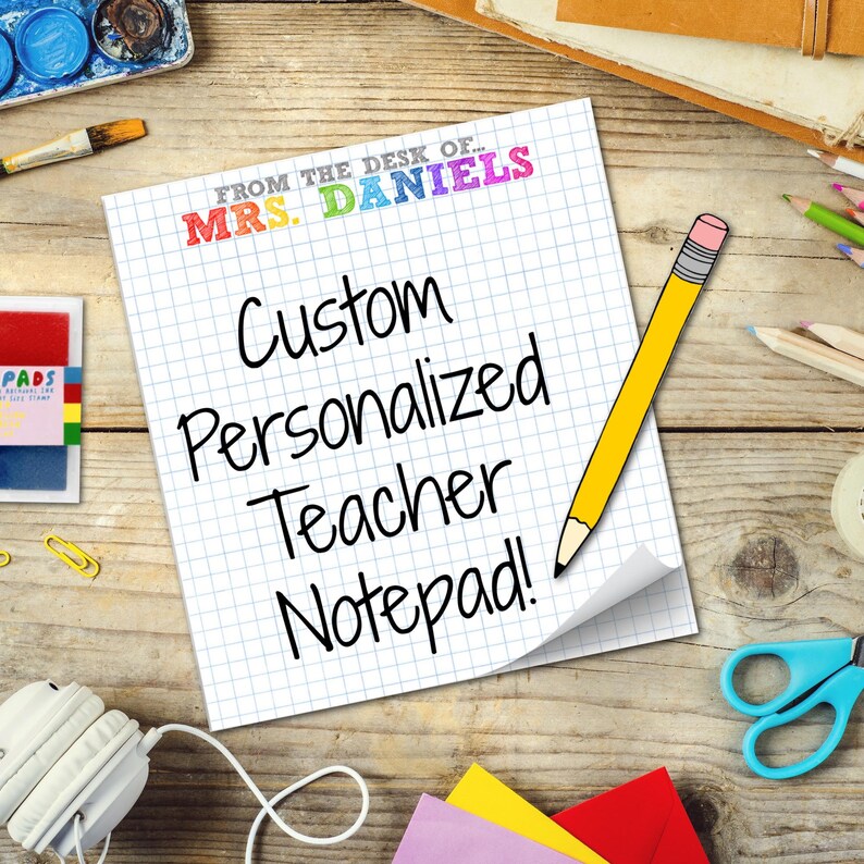 Personalized Teacher Notepad, Custom Rainbow Name, Appreciation Gift - Etsy