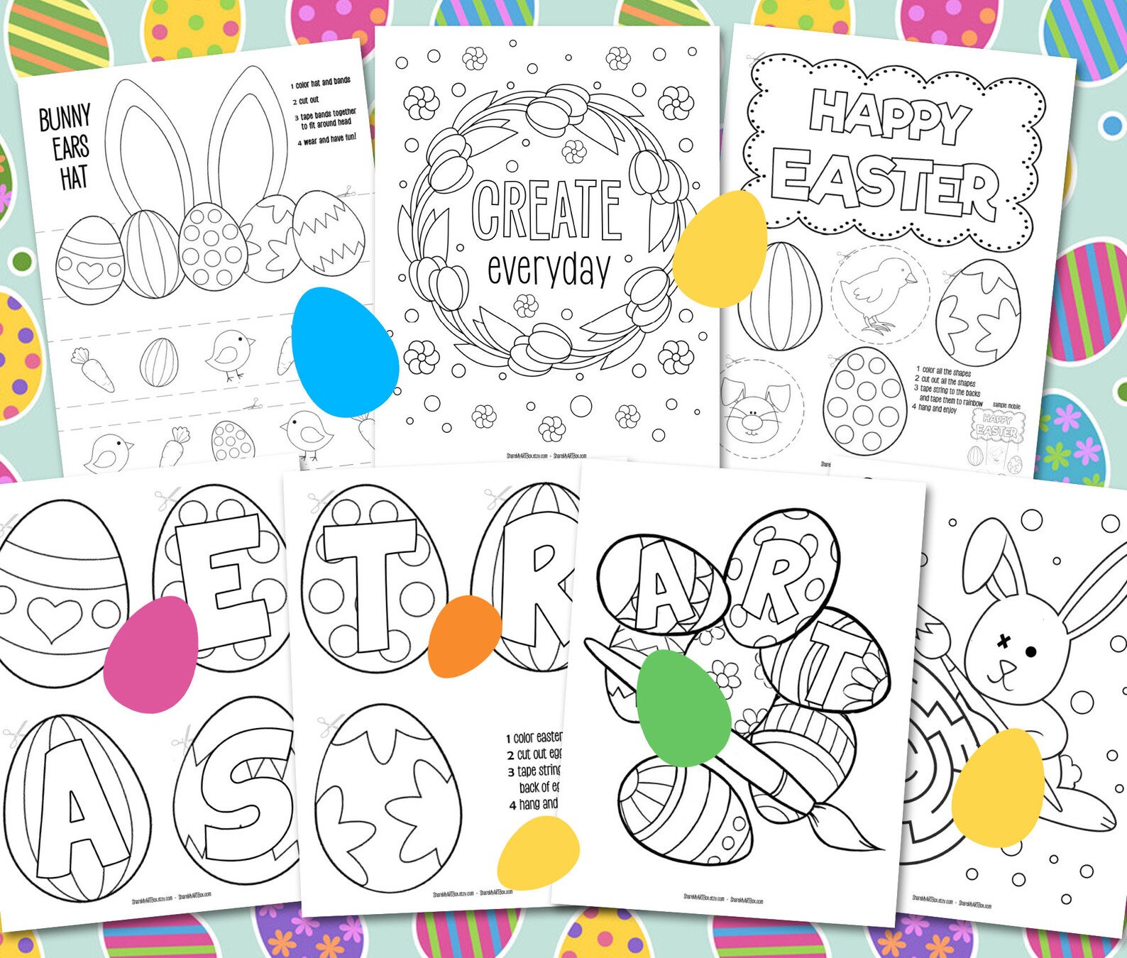 Kids EASTER Egg Art Activities, Craft, Coloring Sheets for Homeschool ...