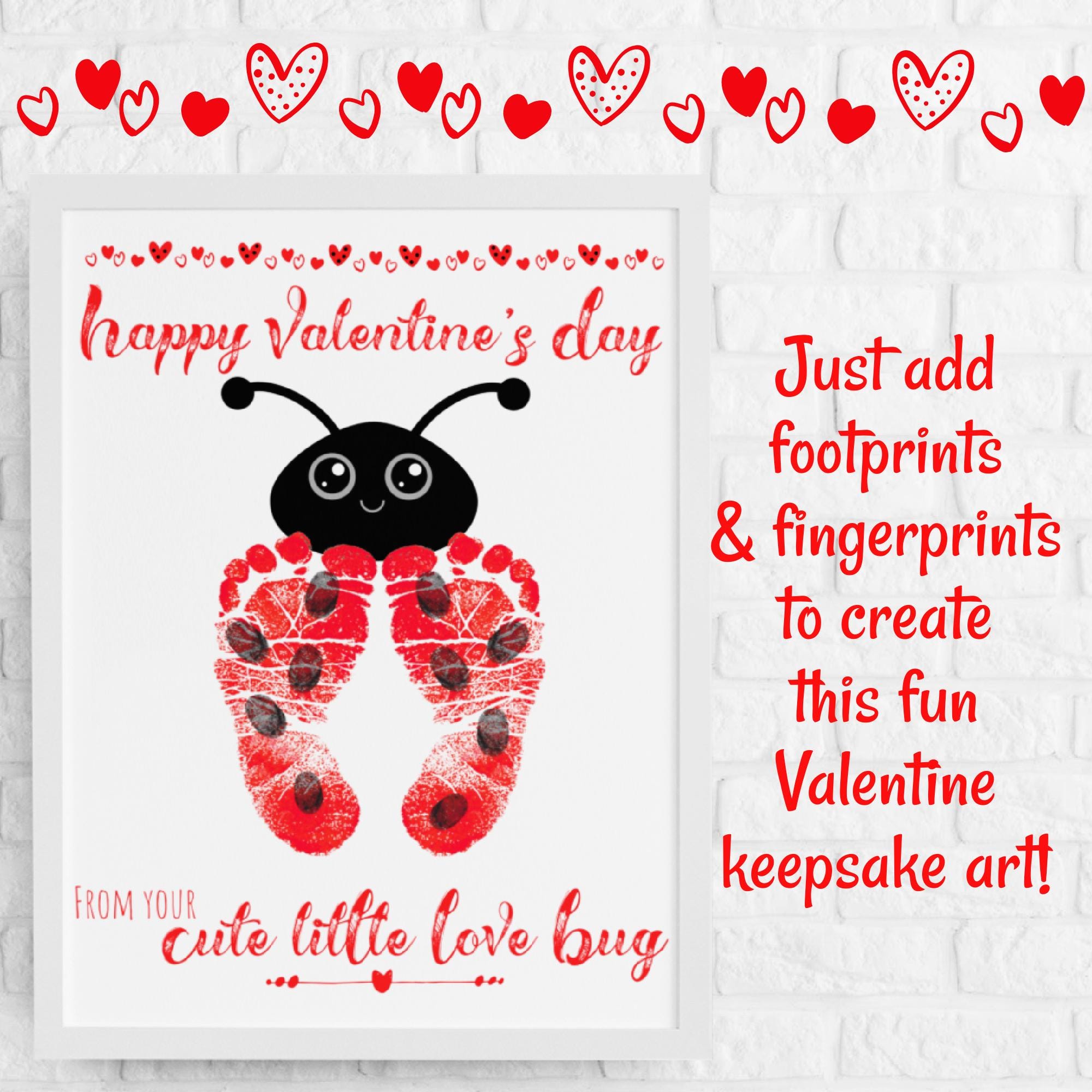 Love Bug Valentine's Day Ladybug Footprint Art, Daycare Valentines ...