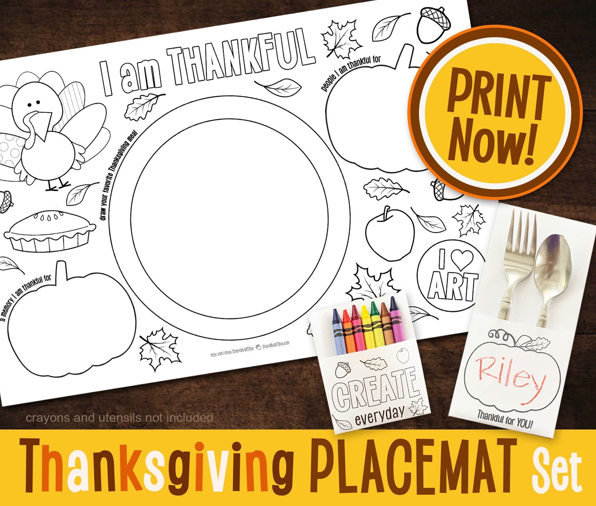 thanksgiving printable placemat, kids coloring friendsgiving