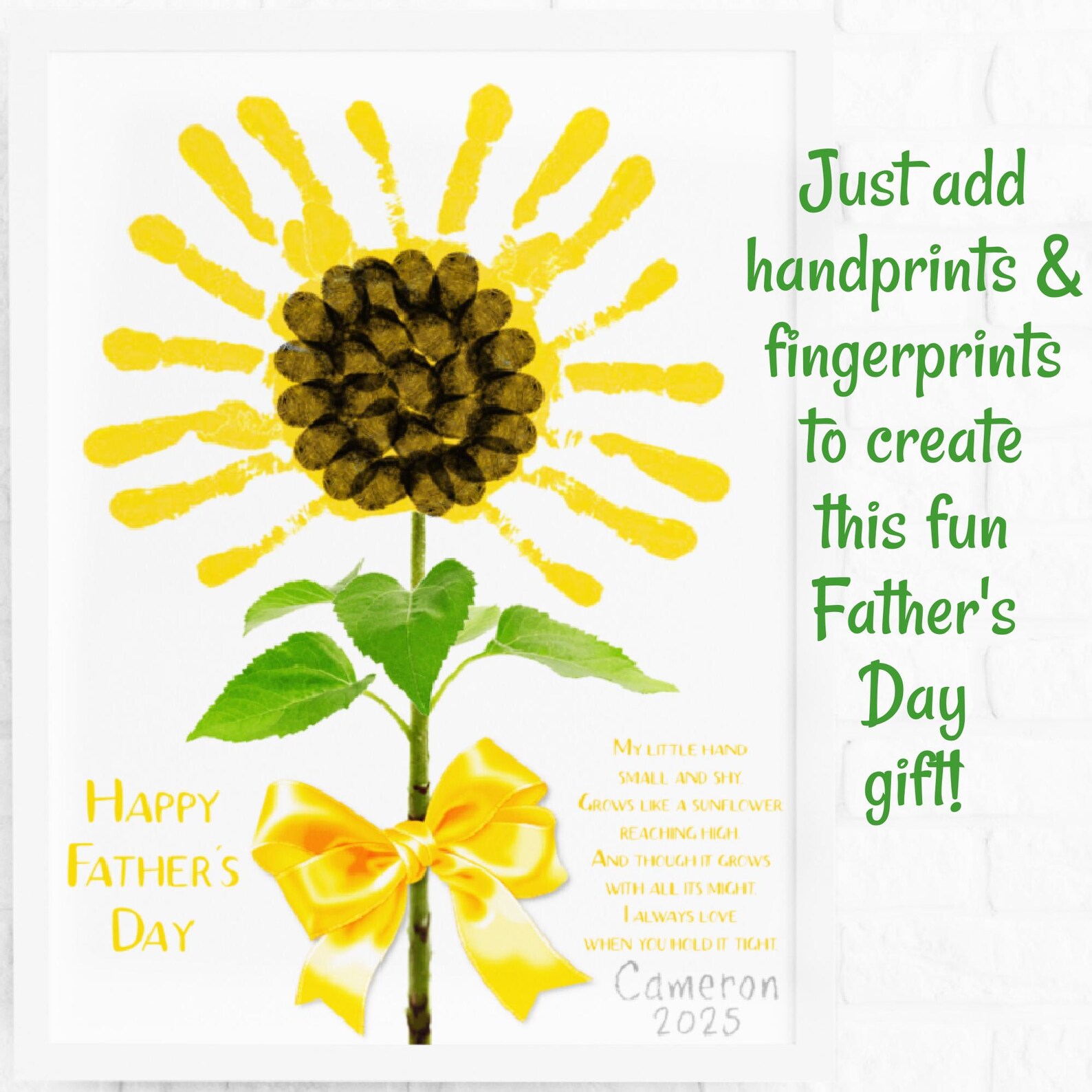 Father's Day Sunflower Handprint Art, 1st Fathers Day, Meaningful Dad