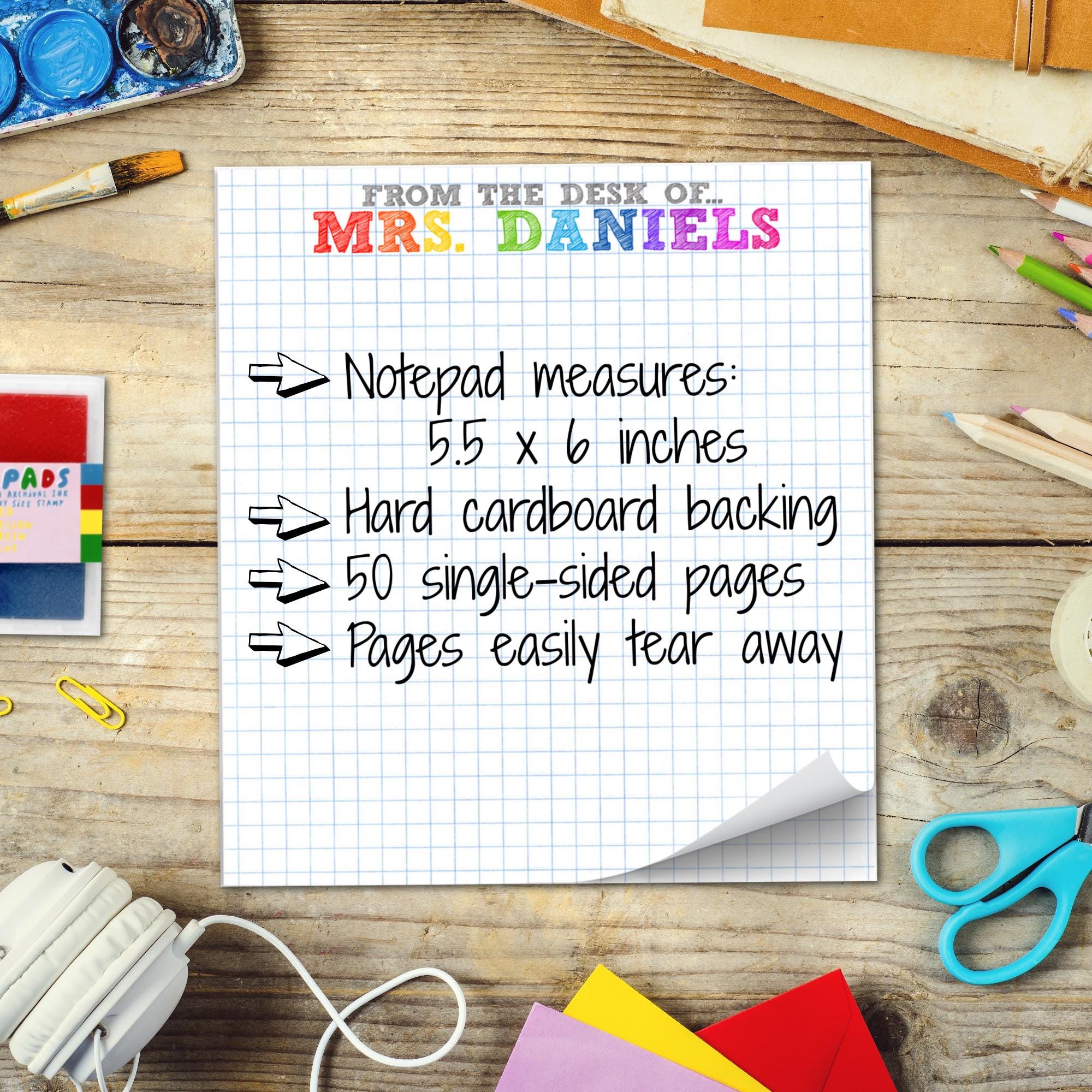 Personalized Teacher Notepad, Custom Rainbow Name, Appreciation Gift - Etsy