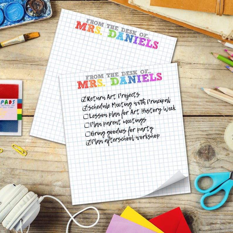 Personalized Teacher Notepad, Custom Rainbow Name, Appreciation Gift - Etsy