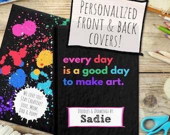 Cuaderno de bocetos personalizado, regalo de arte para niños, diario de tapa dura en blanco, libro personalizado, bocetos, dibujos, diario de viaje de 5x7, regalo de cumpleaños para artistas.