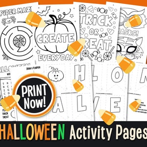 HALLOWEEN Activity and Coloring Pages Digital Download Kids Halloween Activity Page INSTANT DOWNLOAD