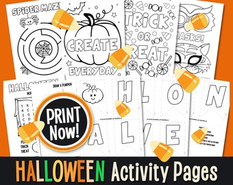 HALLOWEEN Activity and Coloring Pages Digital Download Kids Halloween Activity Page INSTANT DOWNLOAD