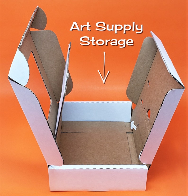 Cardboard Art Easel, Kids Art Supply Box Folding Portable Popup Table
