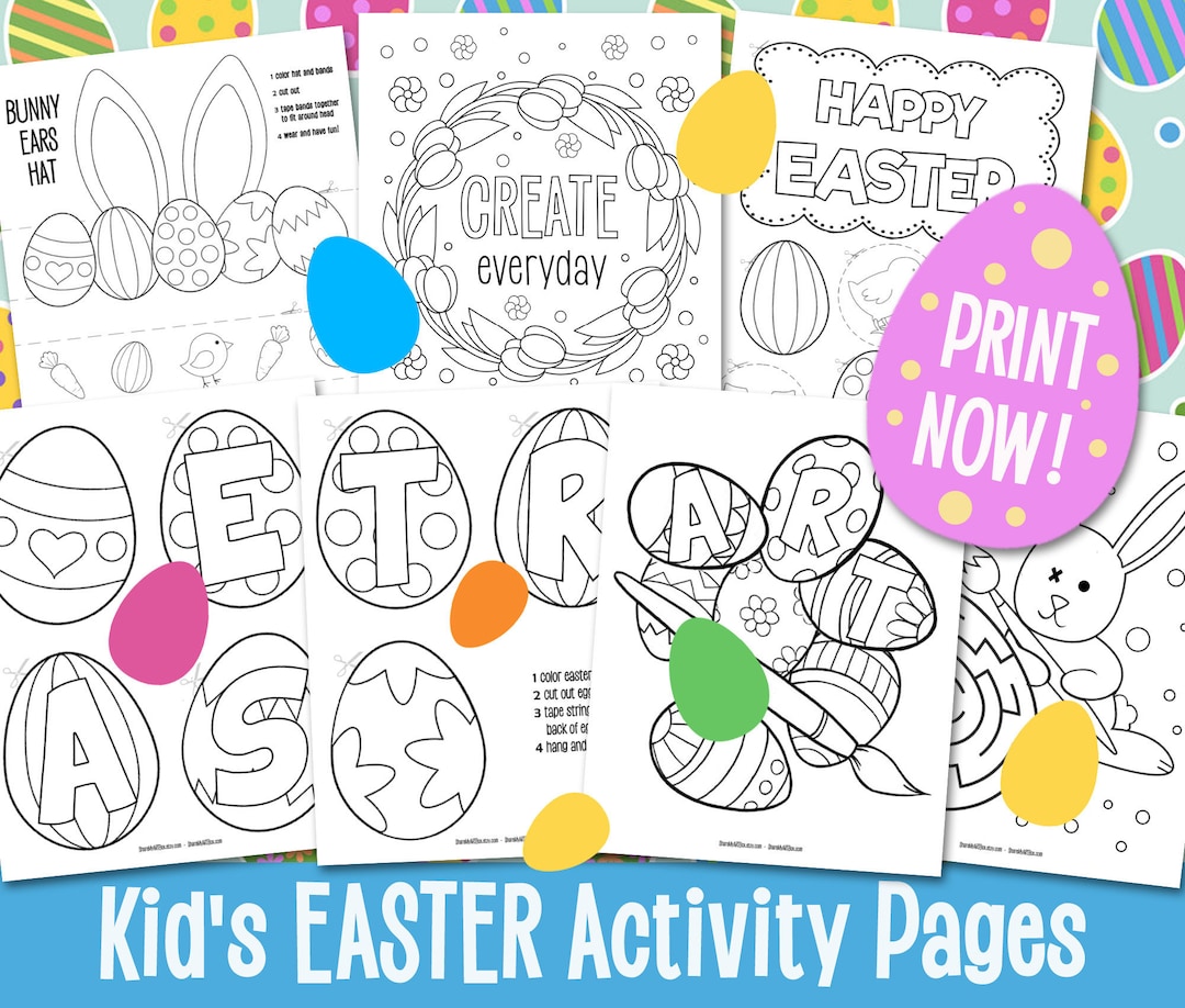 Kids EASTER Egg Art Activities, Craft, Coloring Sheets for Homeschool ...