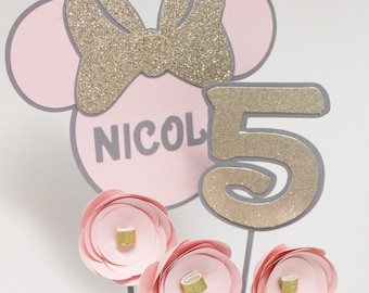 Pink and Gold Minnie Mouse Centerpiece