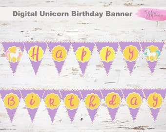 Unicorn Birthday Banner//Digital Banner//Printable Unicorn Banner