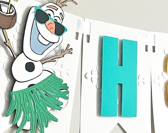 Frozen birthday banner// Summer olaf snowman banner