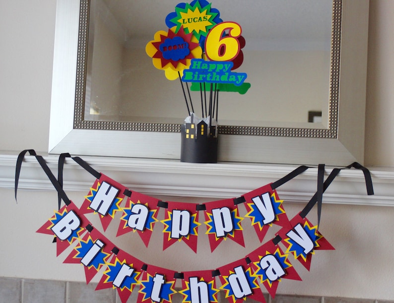 Superhero Birthday BannerSuperhero party decoration