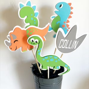 Personalized Dinosaur Party Centerpiece | Custom Name & Age | Dino Birthday Table Decor