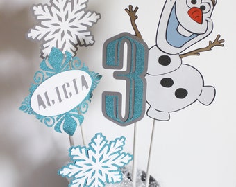 Olaf centerpiece//Frozen Centerpiece//Custom Age and Name