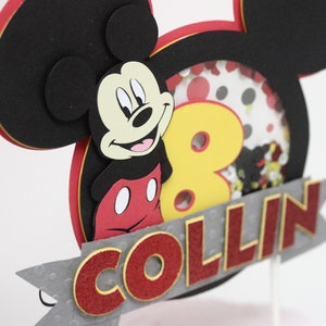 Mickey Mouse cake topper//personalized name and age//shaker Mickey Mouse
