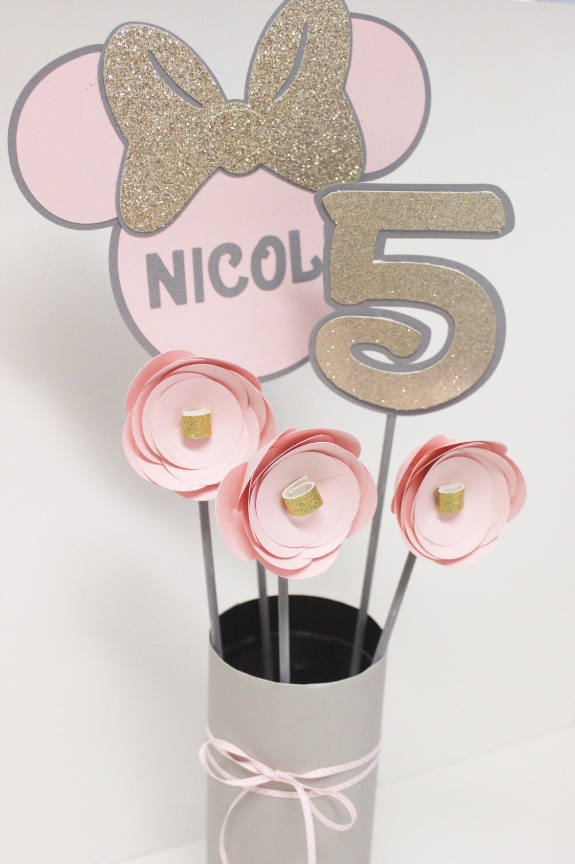 Pink and Gold Minnie Mouse Centerpiece