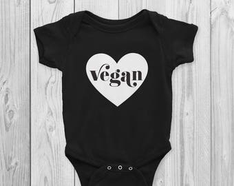 Vegan Heart Onesie, Bodysuit, Cute, Vegan Baby Gifts, Vegan Baby Shower, Herbivore, Clothes, Vegan Baby Clothing, Foodie, Typography, Modern