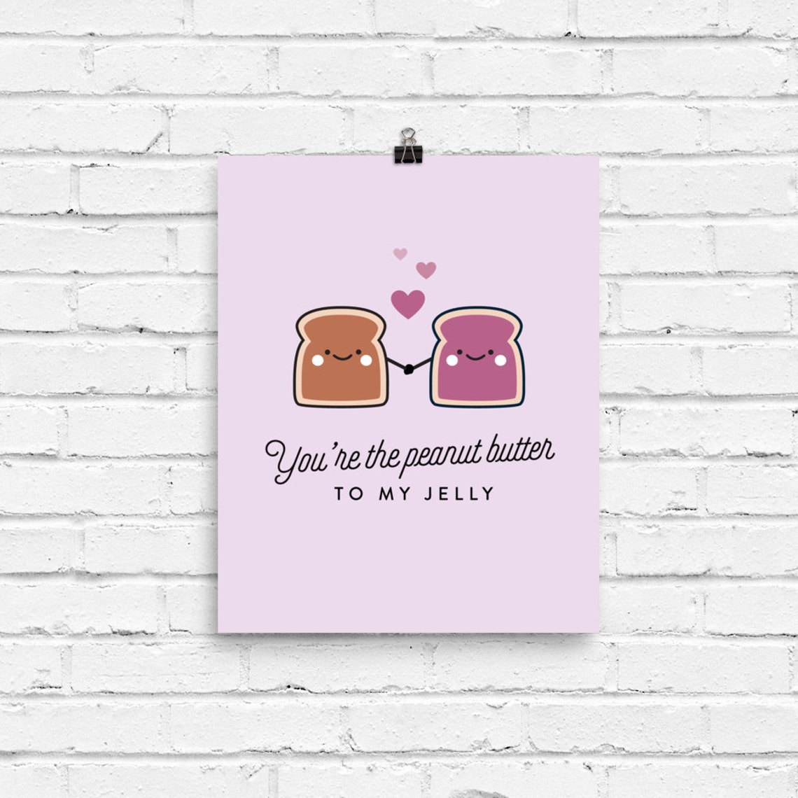 Peanut Butter to My Jelly Wall Art, Digital Illustration, Plant Based