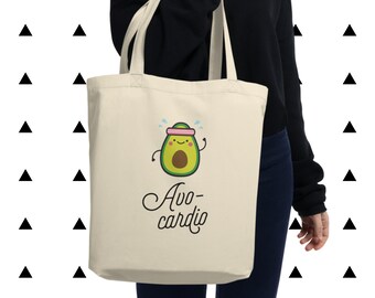Avo-Cardio tygväska, Vegan, Vegetarisk, Växtbaserad, Foodie, Avokado, Fitness, Kawaii, Söt, Rolig, Avokado Gymväska, Cardio, Miljövänlig