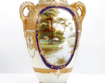 コバルトブルーの金箔装飾花瓶 コバルトブルーの金箔装飾花瓶