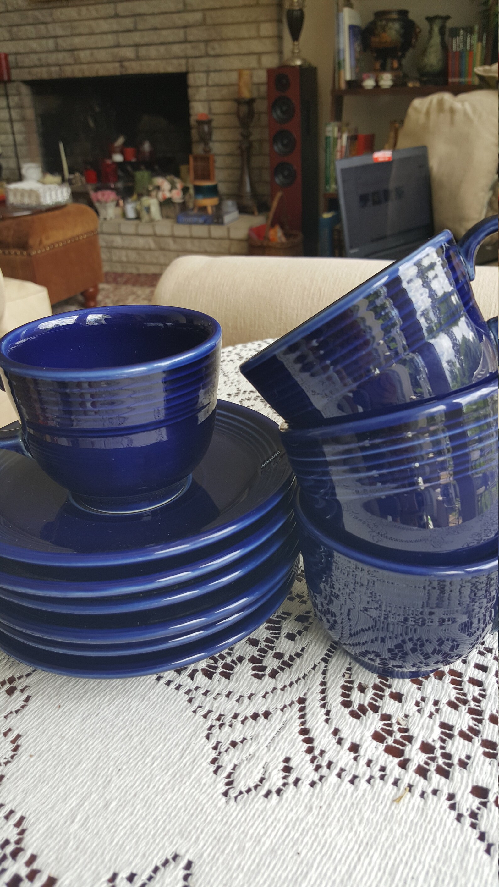 Fiestaware Cup and Saucer Glazed Ceramic Set 8 Piece Homer Etsy