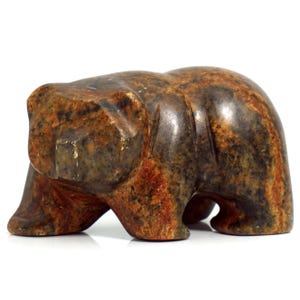 Indigenous Bear Statue | Inuit Bear Art Signed Paniptchuk Soapstone Bear Sculpture Unique Shelf Decor Paperweight Gift Native Art Desk Decor