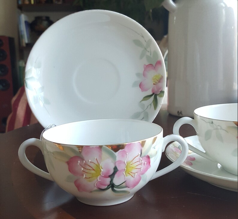Set of 2 Bouillon Cup and Saucer Noritake Azalea China Set 4 Etsy