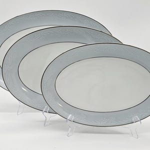 Noritake Laureate Oval Serving Platters Set of 3 – 12, 14 , and 16 Inches, Elegant Formal Dining, Discontinued, Thanksgiving Dinnerware