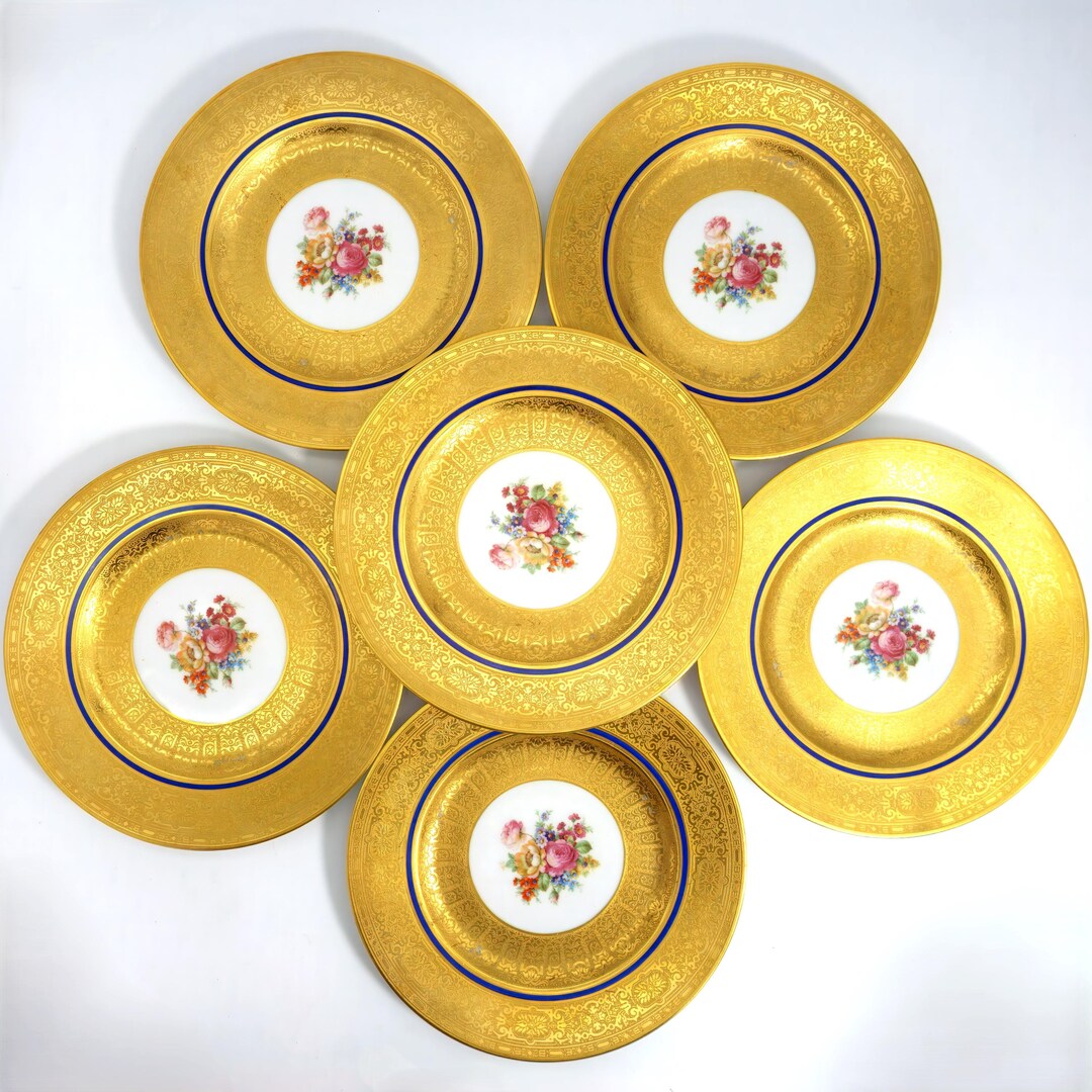 HUTSCHENREUTHER MIDI DINNER PLATE 5枚セット 1920s Art Deco Antique Dinner Plates for China Cabinet - Royal