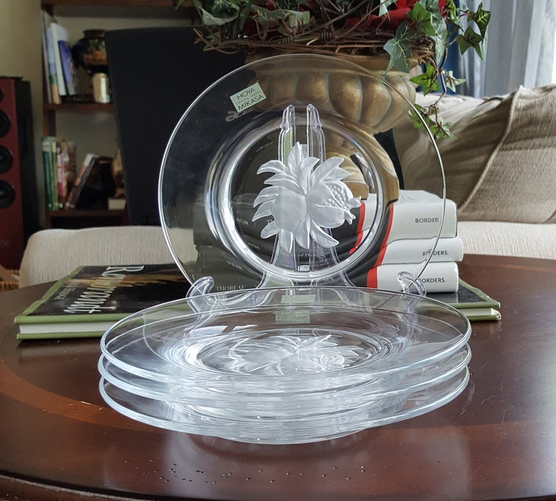 Set Of 4 Plates Mikasa Hoya Crystal Cut Salad Plate With Etsy