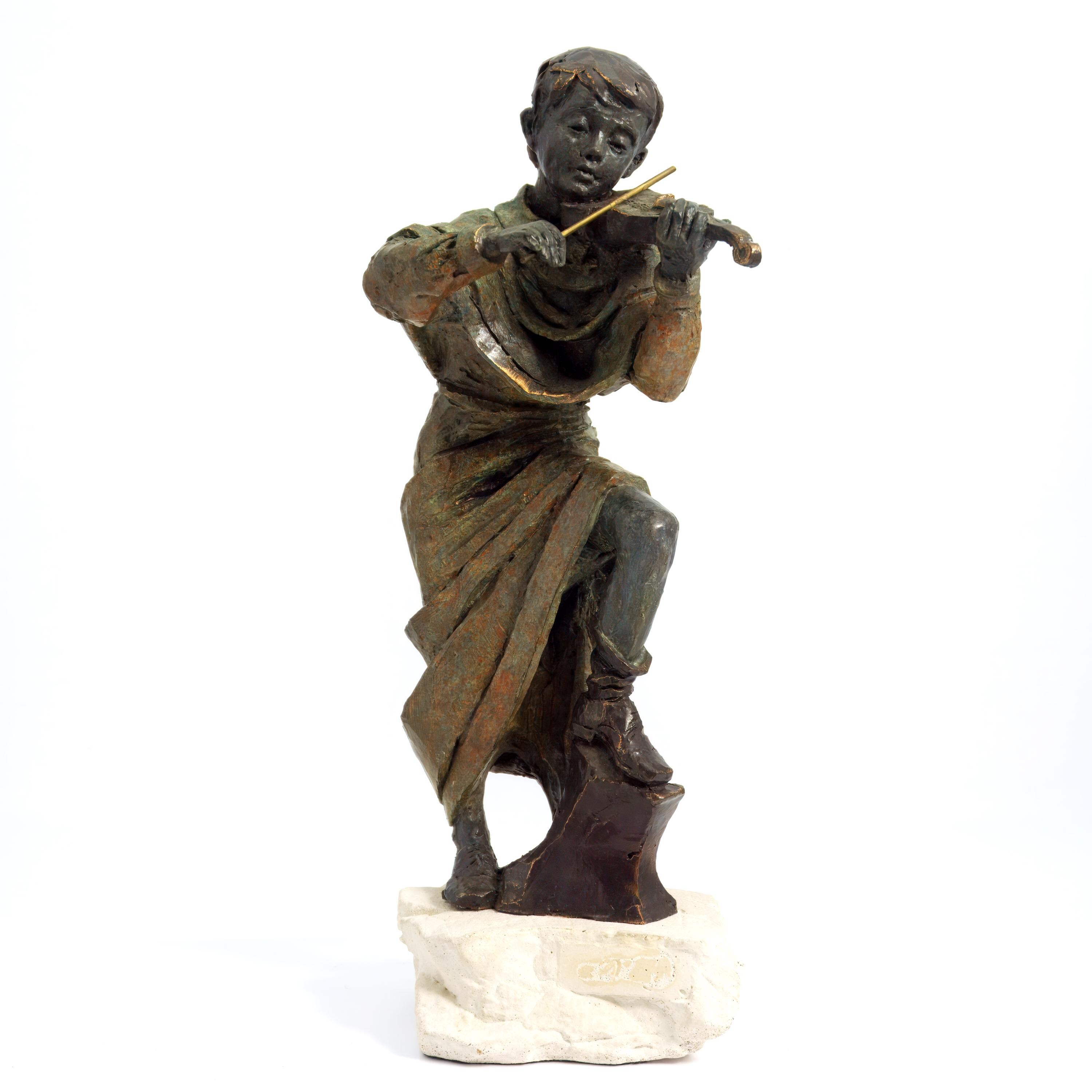 ヴァイオリン奏者 オブジェ｜ブロンズ｜Monetサイン｜クラシックインテリア