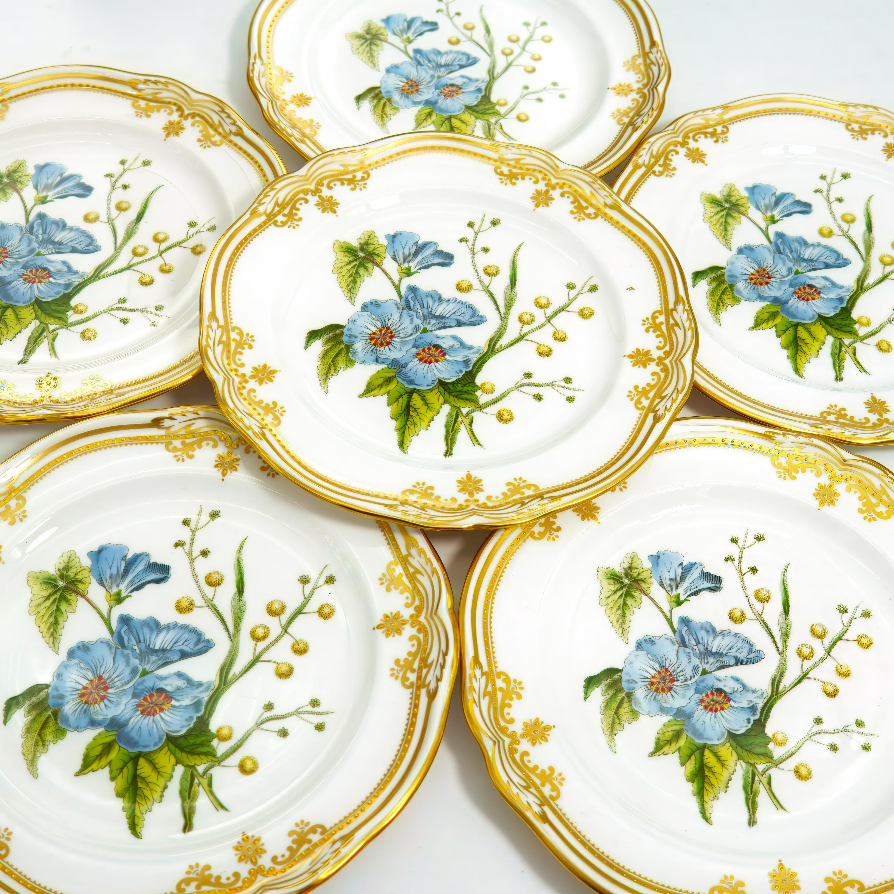 Spode Stafford Flowers Salad & Dessert Plate Set of 6 Gold and