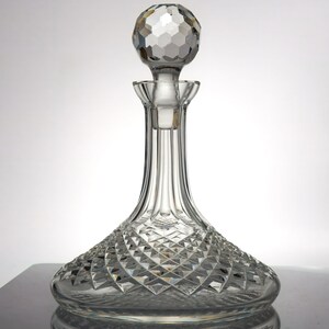 Waterford Alana Ships Decanter Set Vintage Etched Crystal Glassware Midcentury Barware Wine Rum Liquor Whiskey Decanter Set Tall Brandy