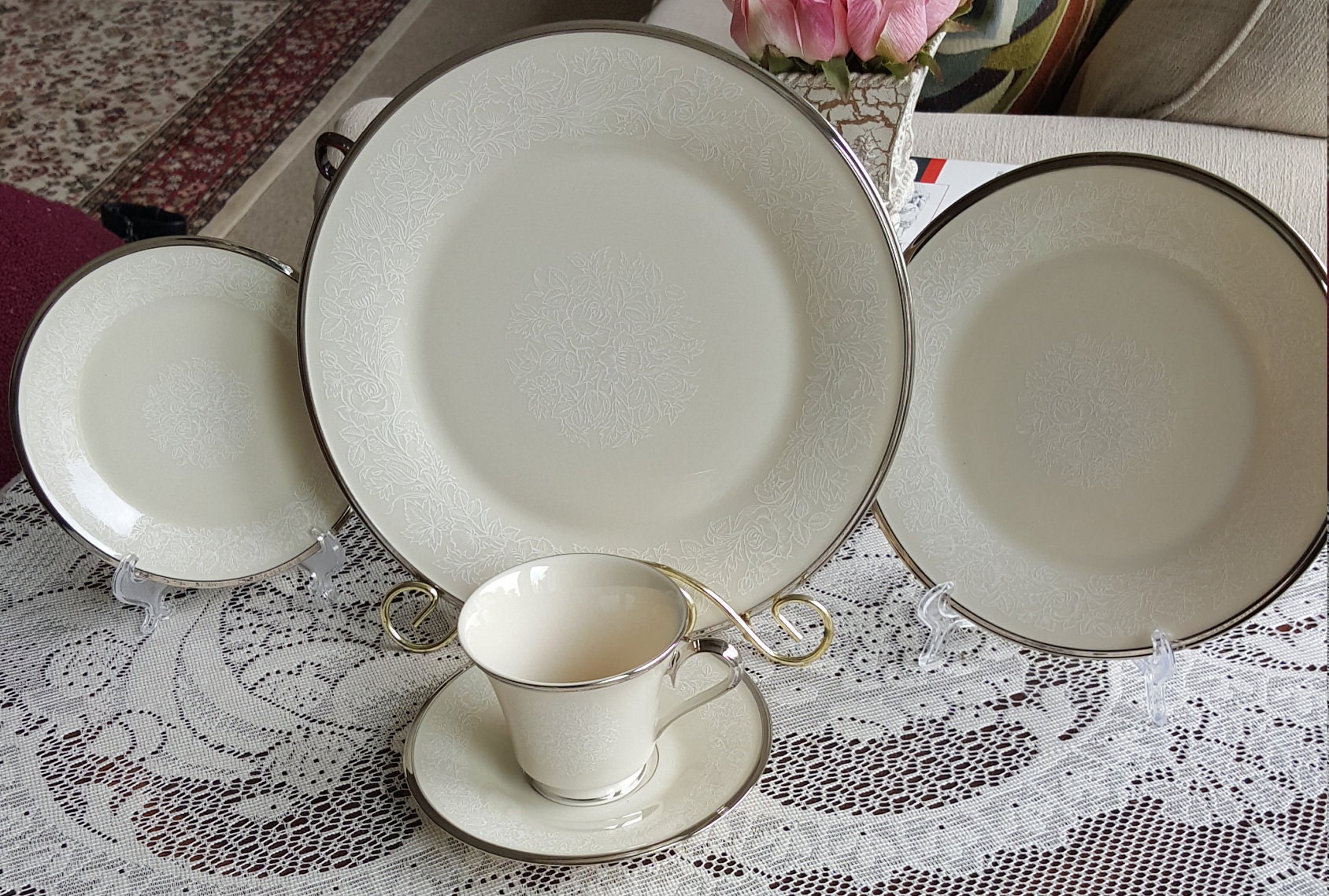 China set for 4 LENOX Moonspun 20 Piece China Set 5 Place Etsy