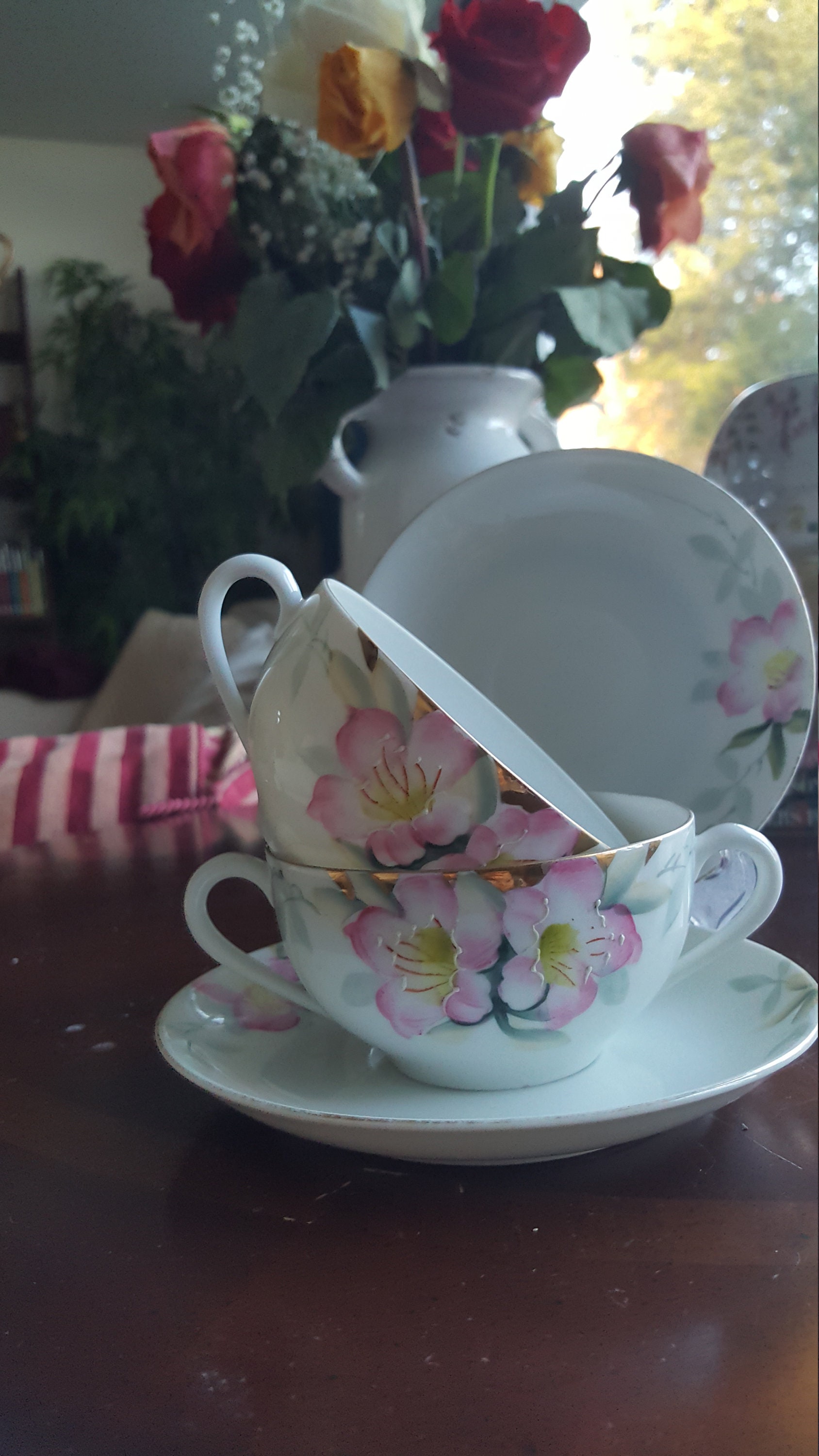 Set of 2 Bouillon Cup and Saucer Noritake Azalea China set 4 Etsy