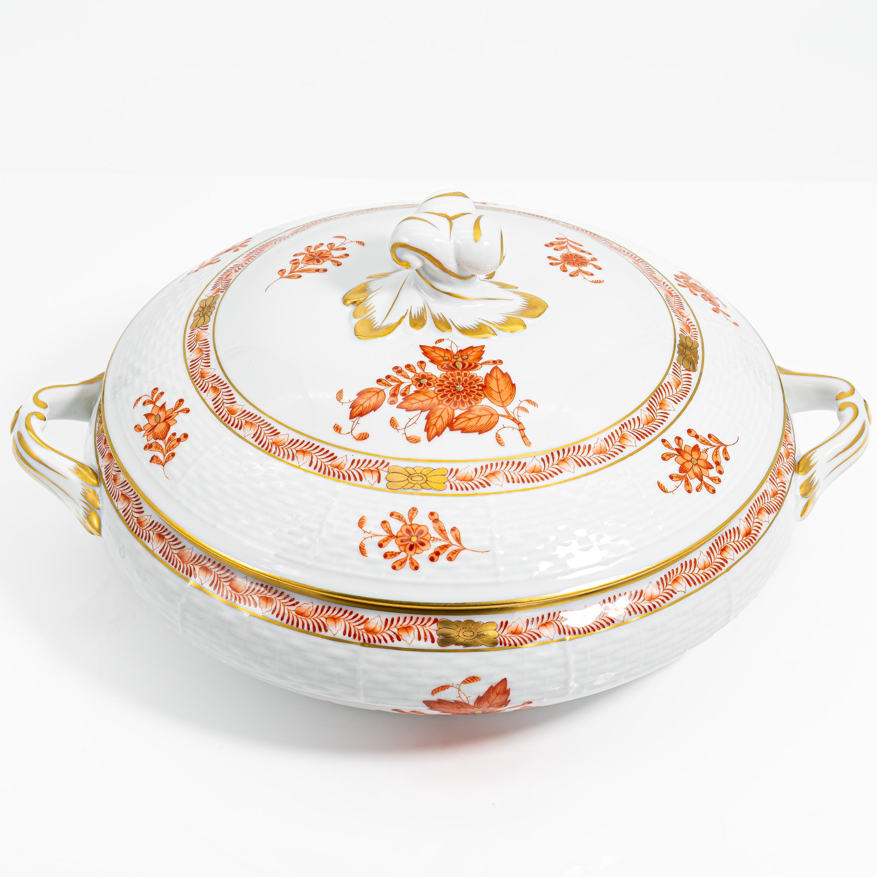 HEREND チューリン Herend Chinese Bouquet (rust) Covered Tureen (shape 84) - Pristine