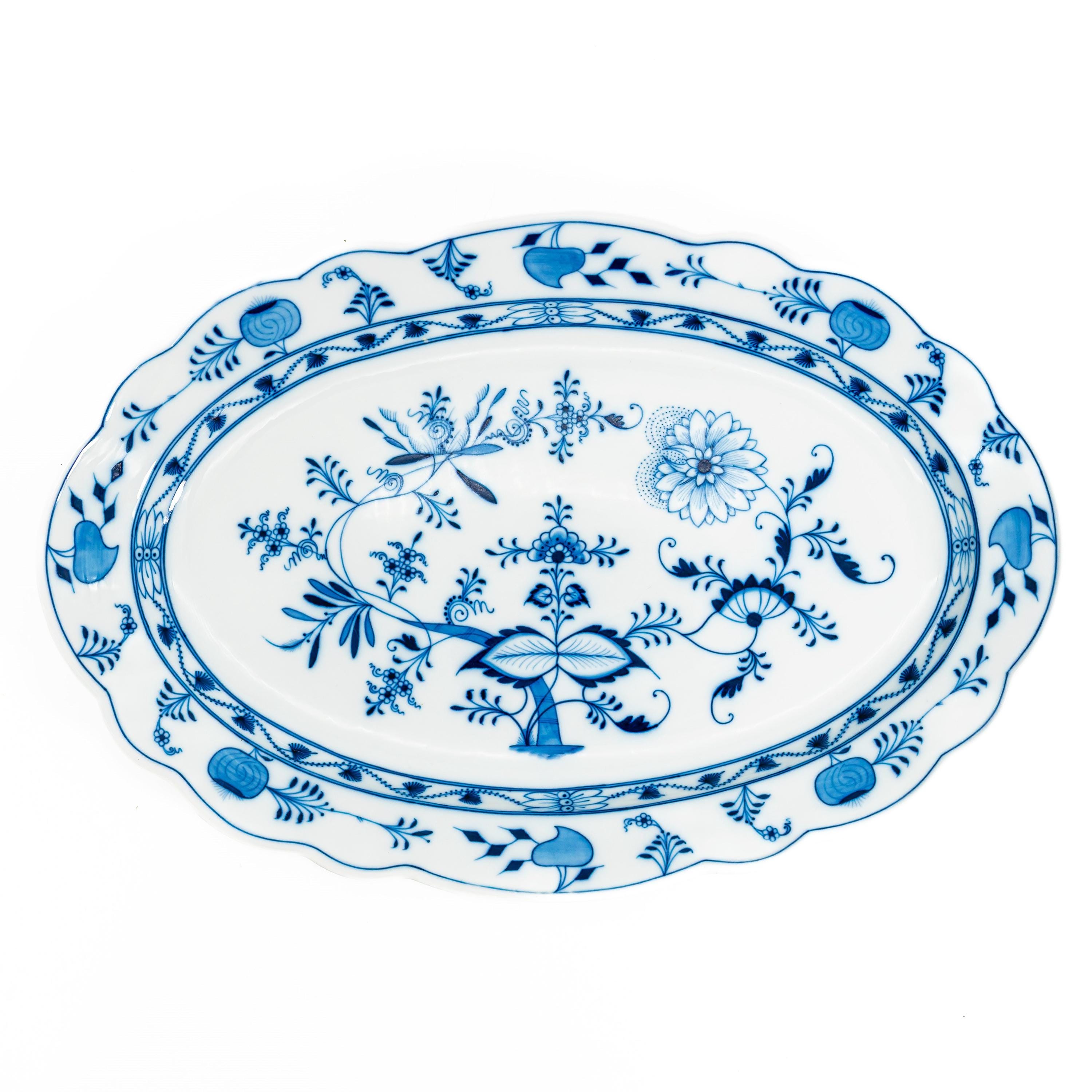 Meissen ブルー花柄 プレート1850〜1860年 保証書付 C−2840 Meissen