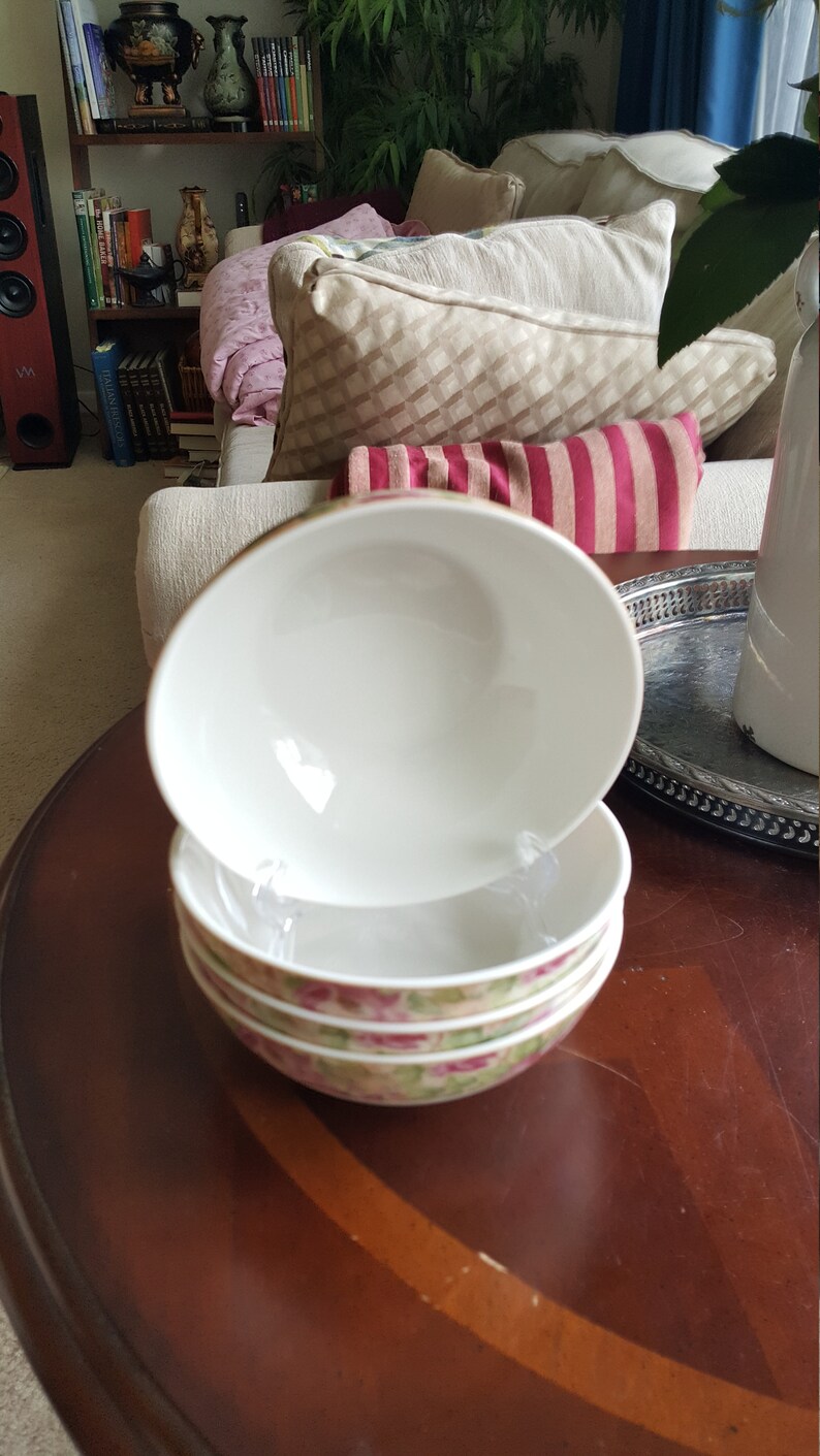 Luxury Gift China Set for 4 Royal Doulton Cereal Bowl Poetic Rose Pattern Vintage China Set Victorian China Wedding China Classy Tea China